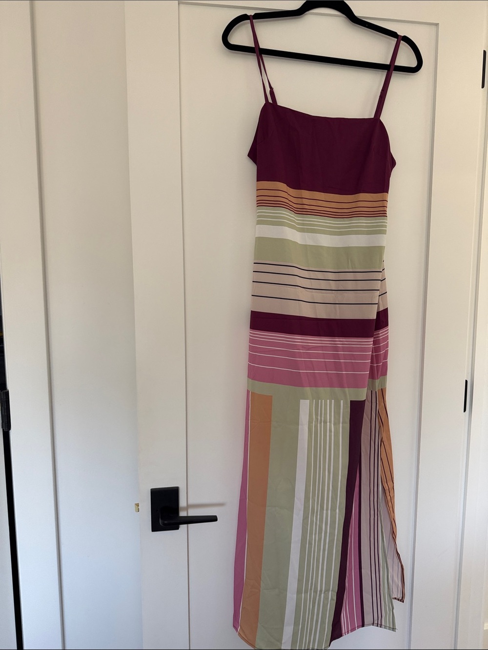 Striped Multi-Color Spaghetti Strap Maxi Dress - Women - S